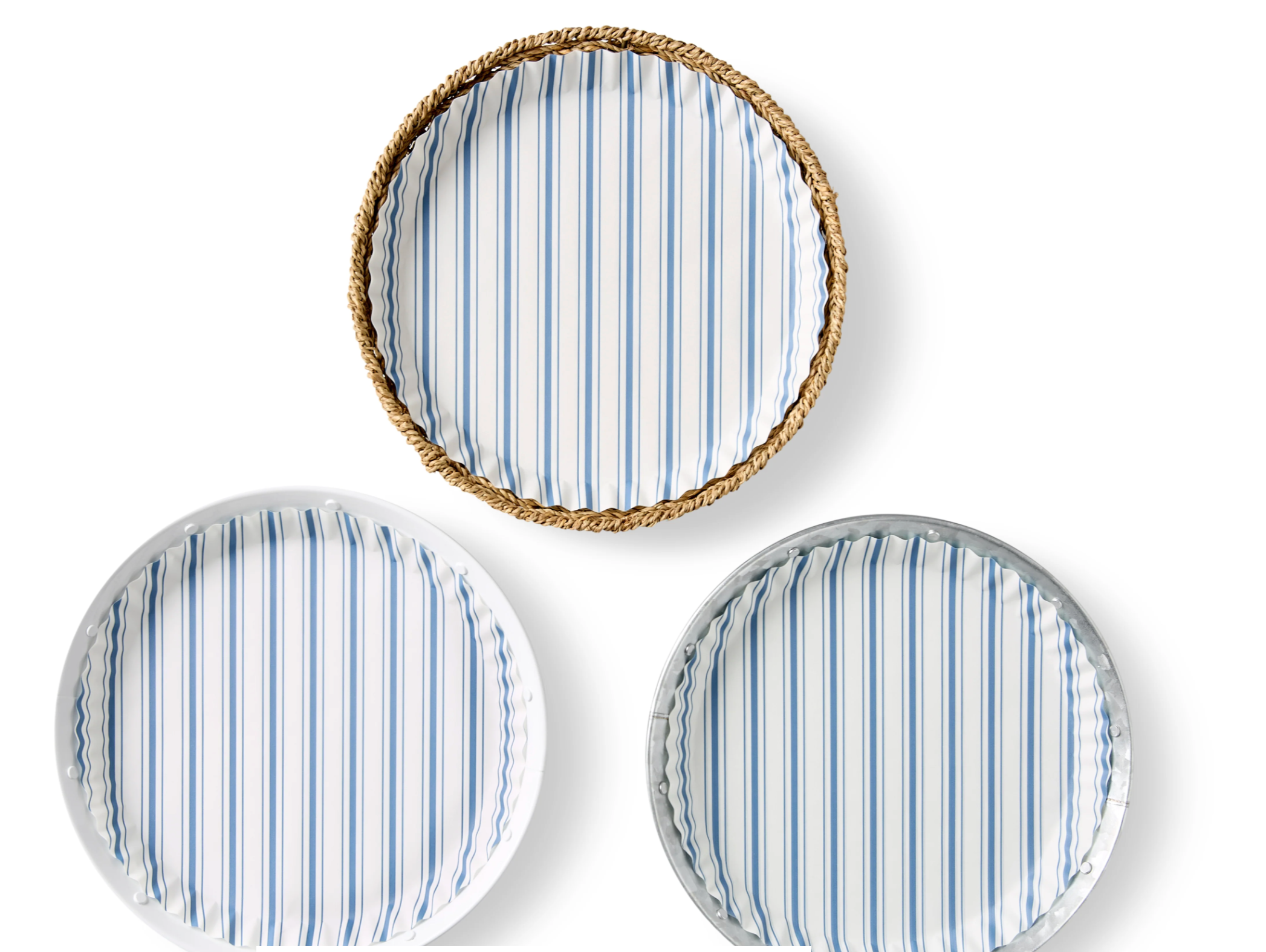 Seascape Blue Preformed Plate Liners - Blue Stripes
