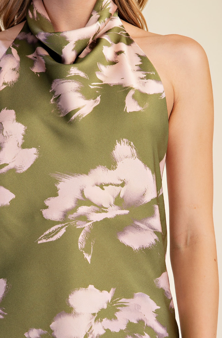 Olive Blossom Sati Halter Top & Skirt Set