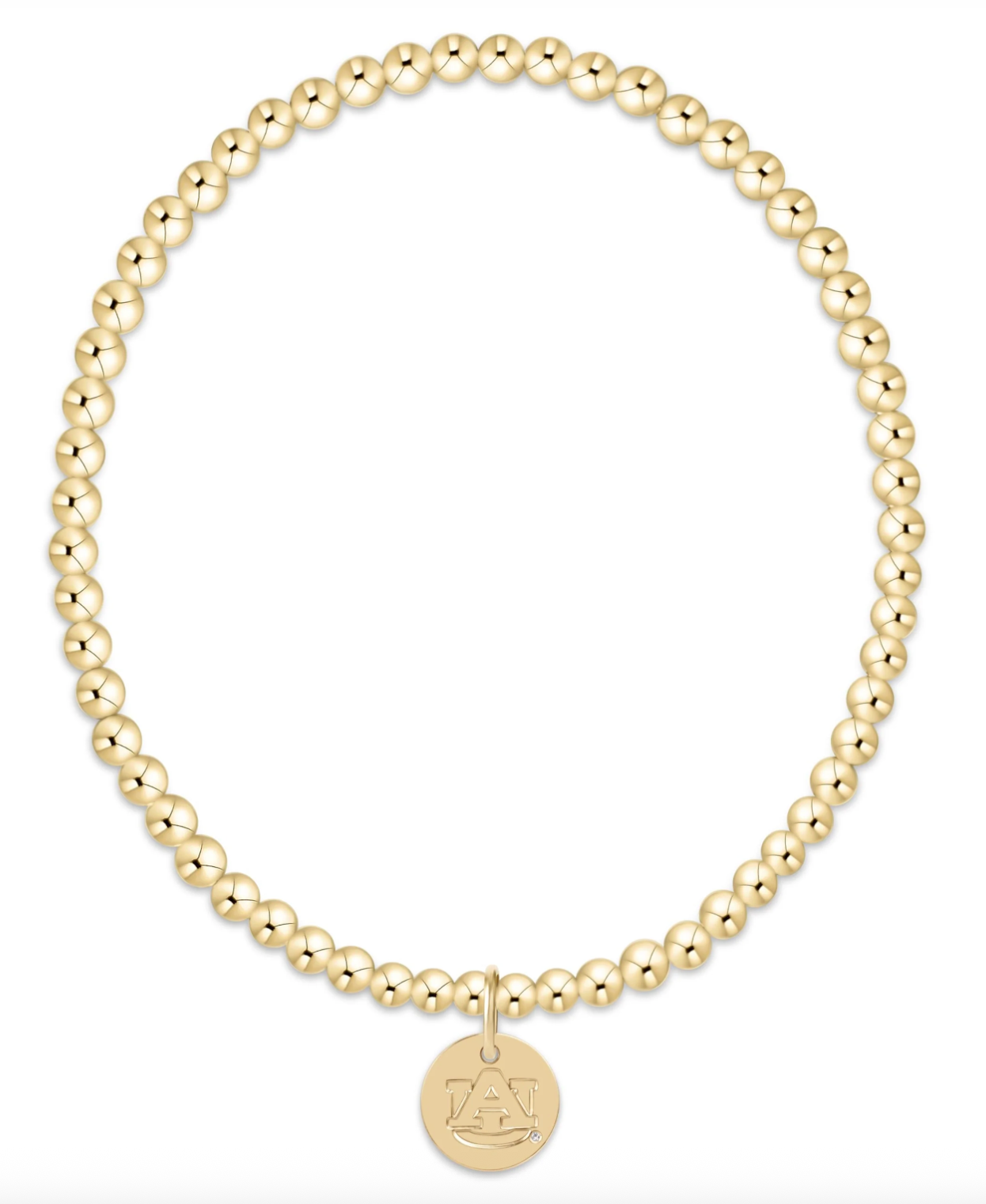 E Newton Ecollegiate Classic Gold 3mm Bracelet - Auburn Disc