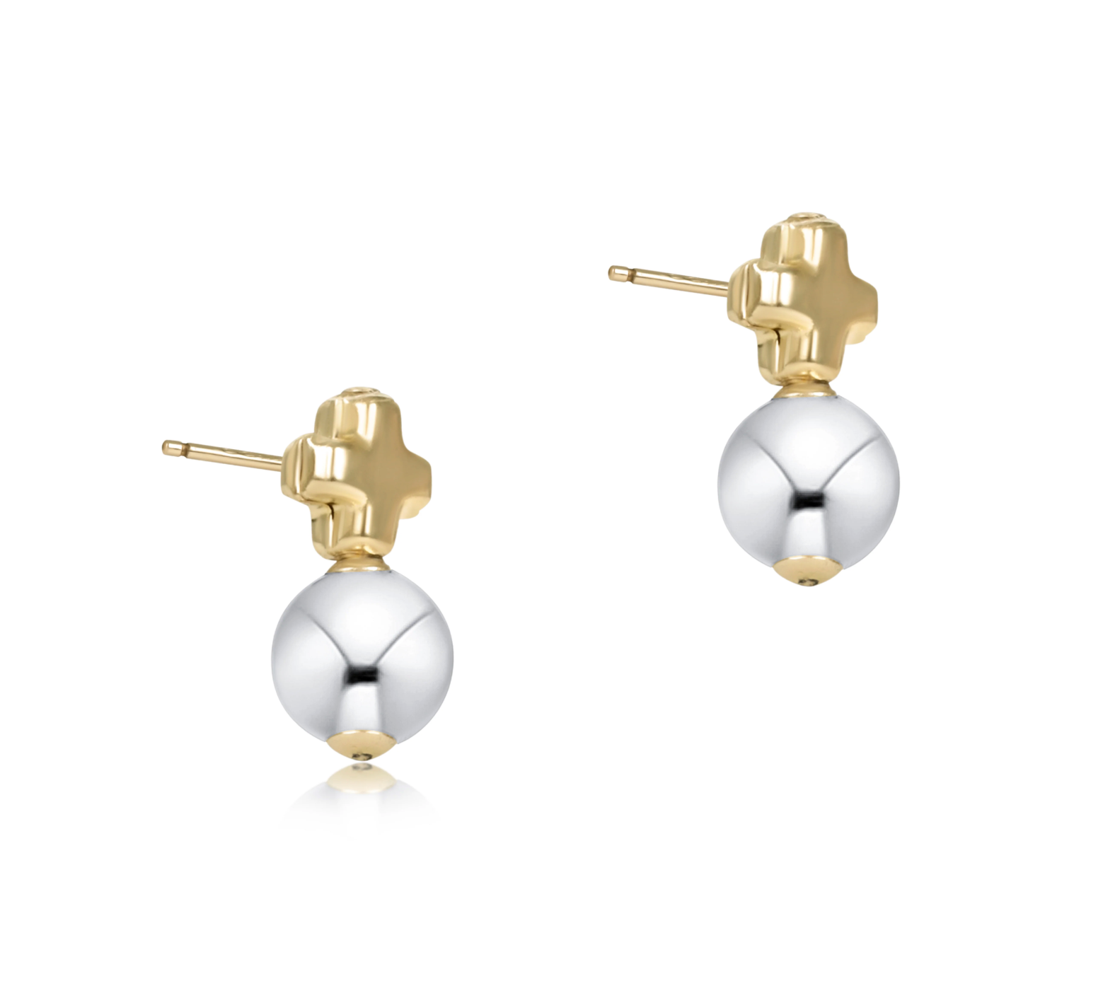 E Newton Gold Signature Cross Ball Studs