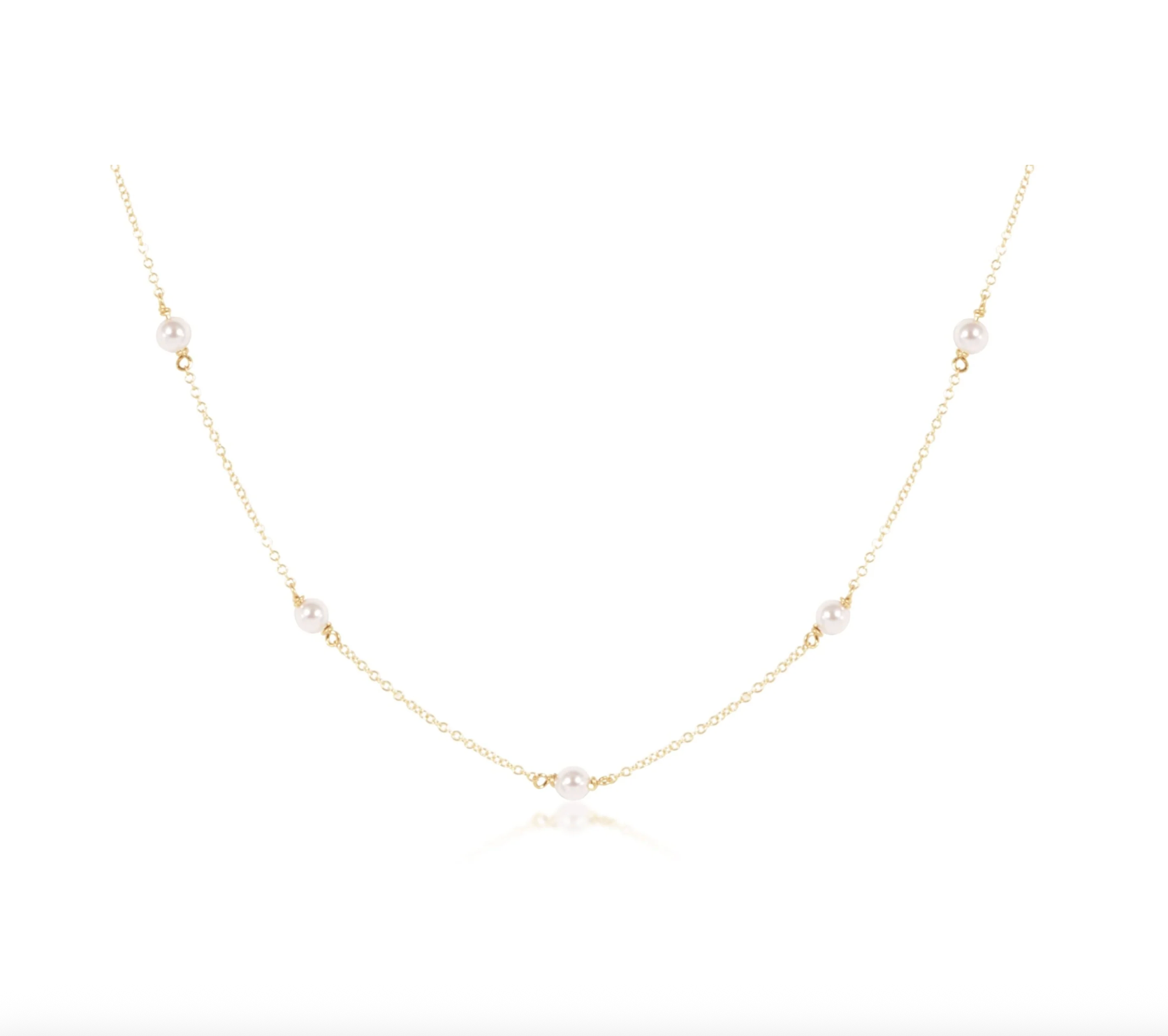 E Newton Choker Simplicity Chain Gold - Pearl 4mm