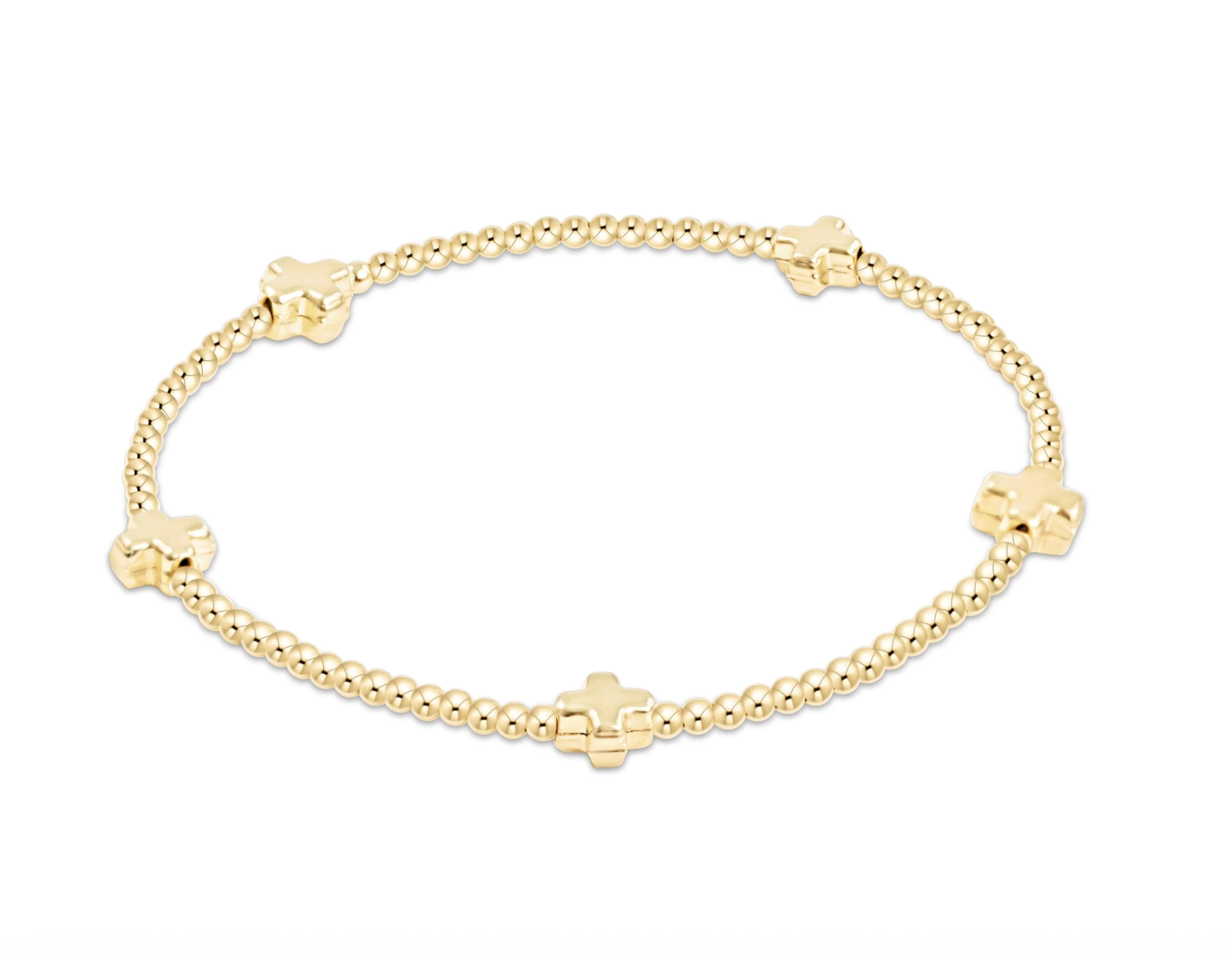 E Newton Signature Cross Small 2mm Gold Bracelet - Gold