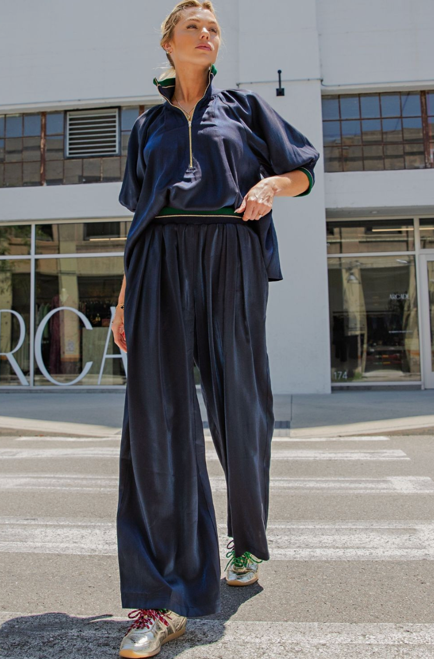 Laurel Contrast Rib Flowy Pants