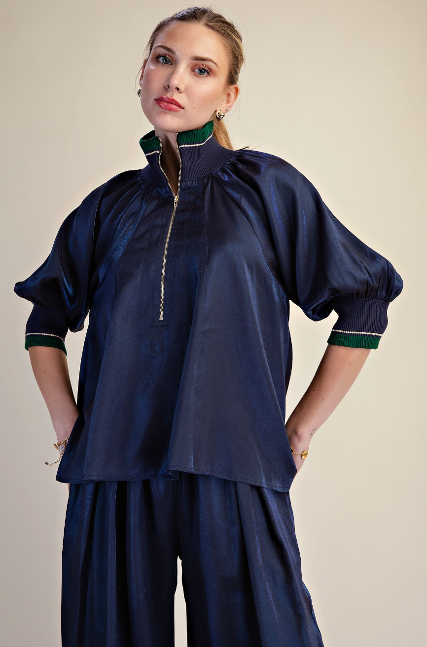 Laurel Mock Neck Puff Sleeve Top