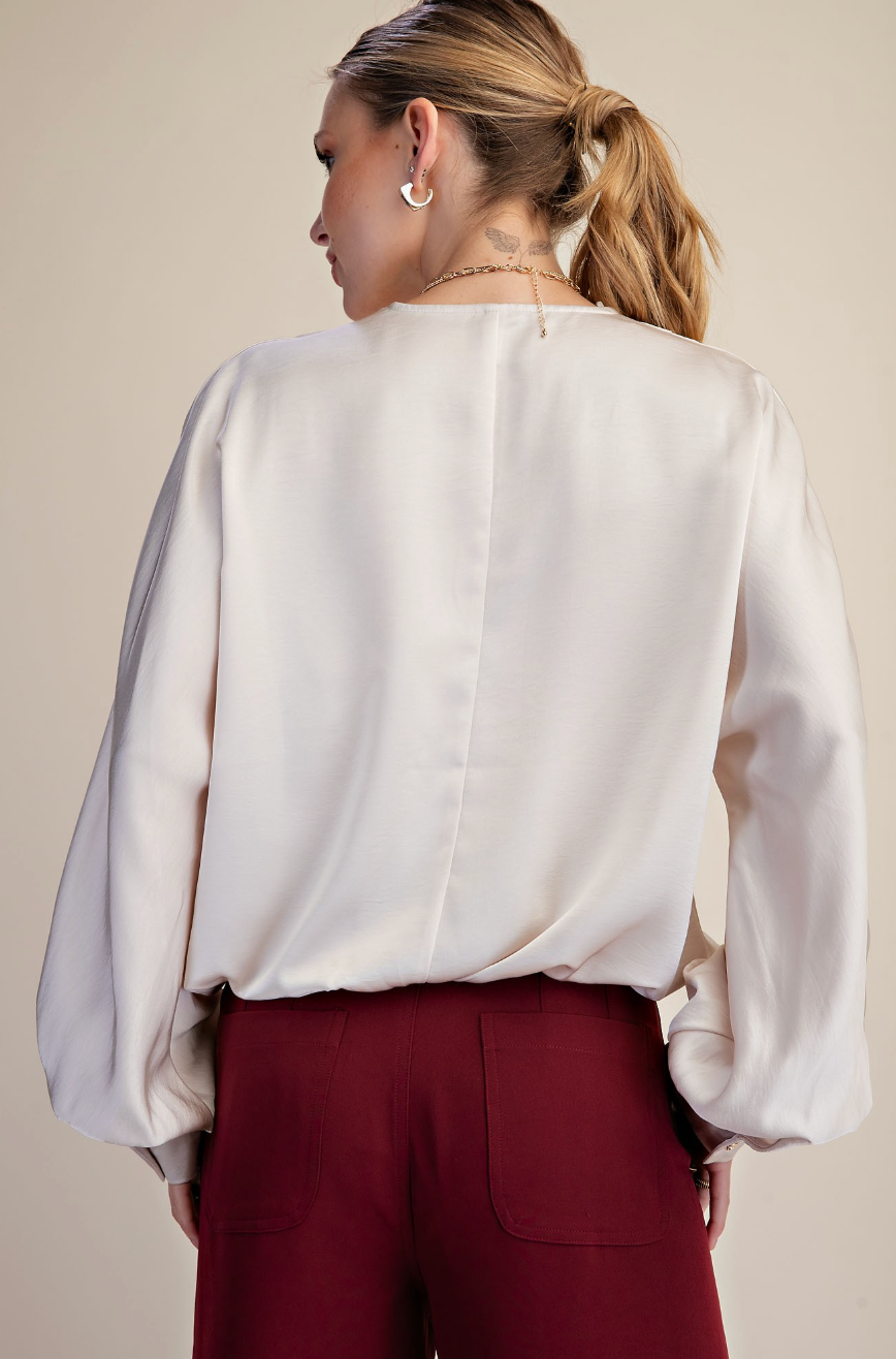 V-Neck Wrap Longsleeve Blouse