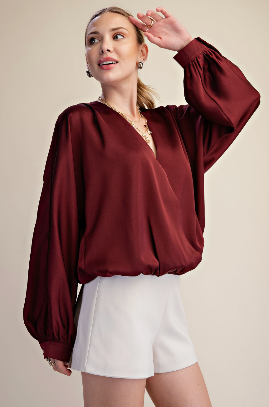V-Neck Wrap Longsleeve Blouse