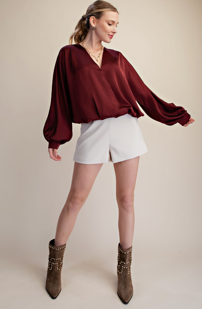V-Neck Wrap Longsleeve Blouse