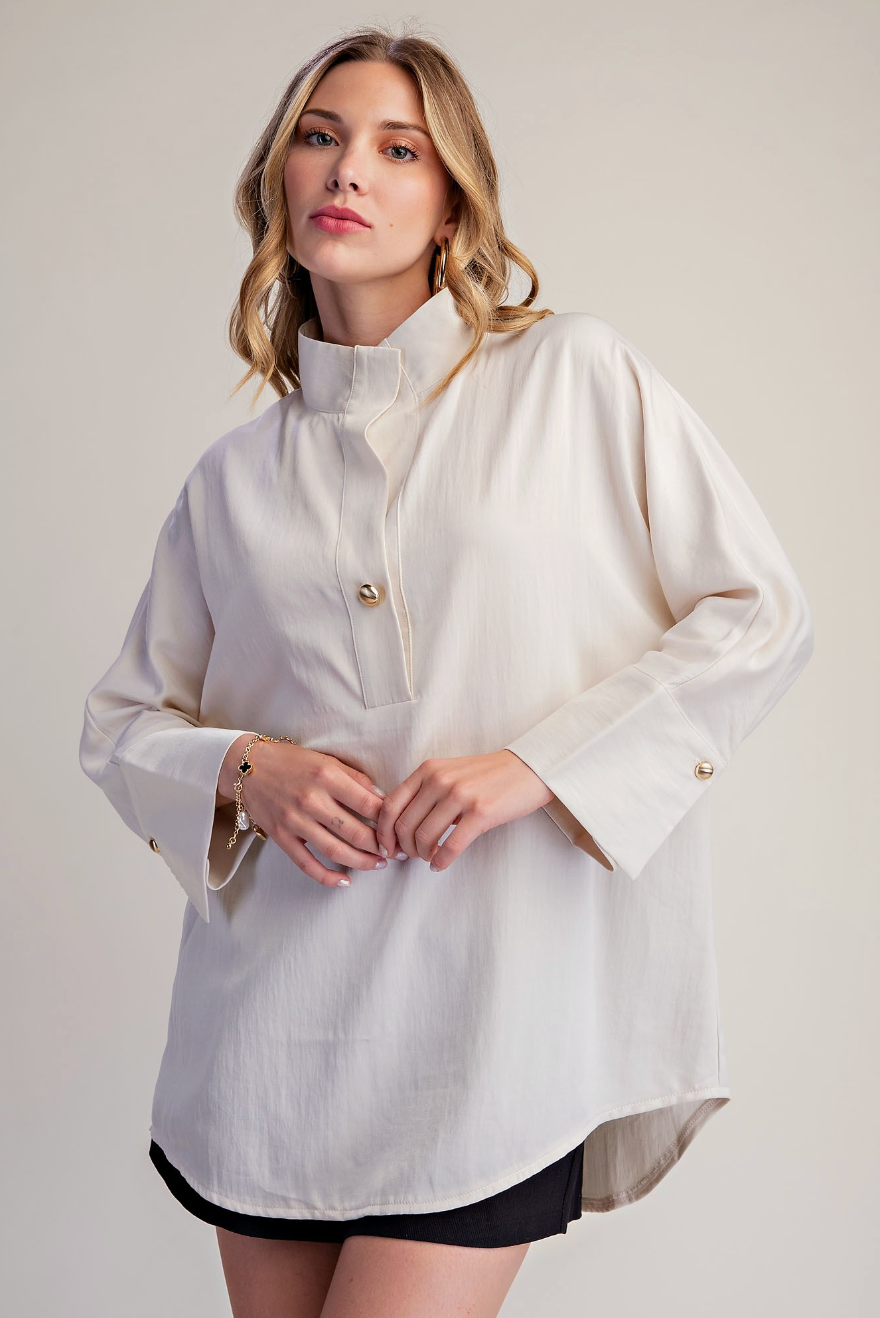 Kensington Collar Neck Placket Dolman Blouse