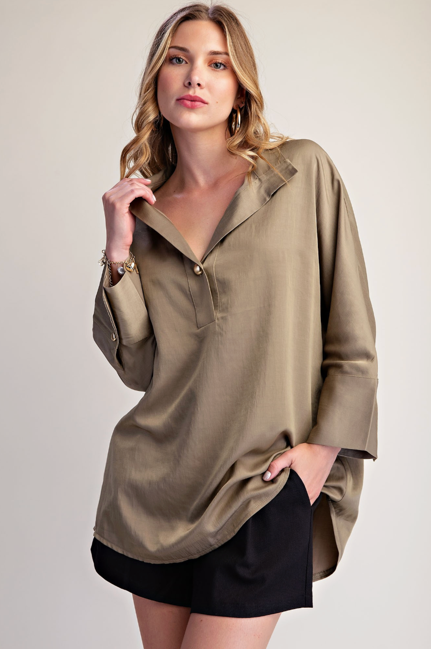 Kensington Collar Neck Placket Dolman Blouse