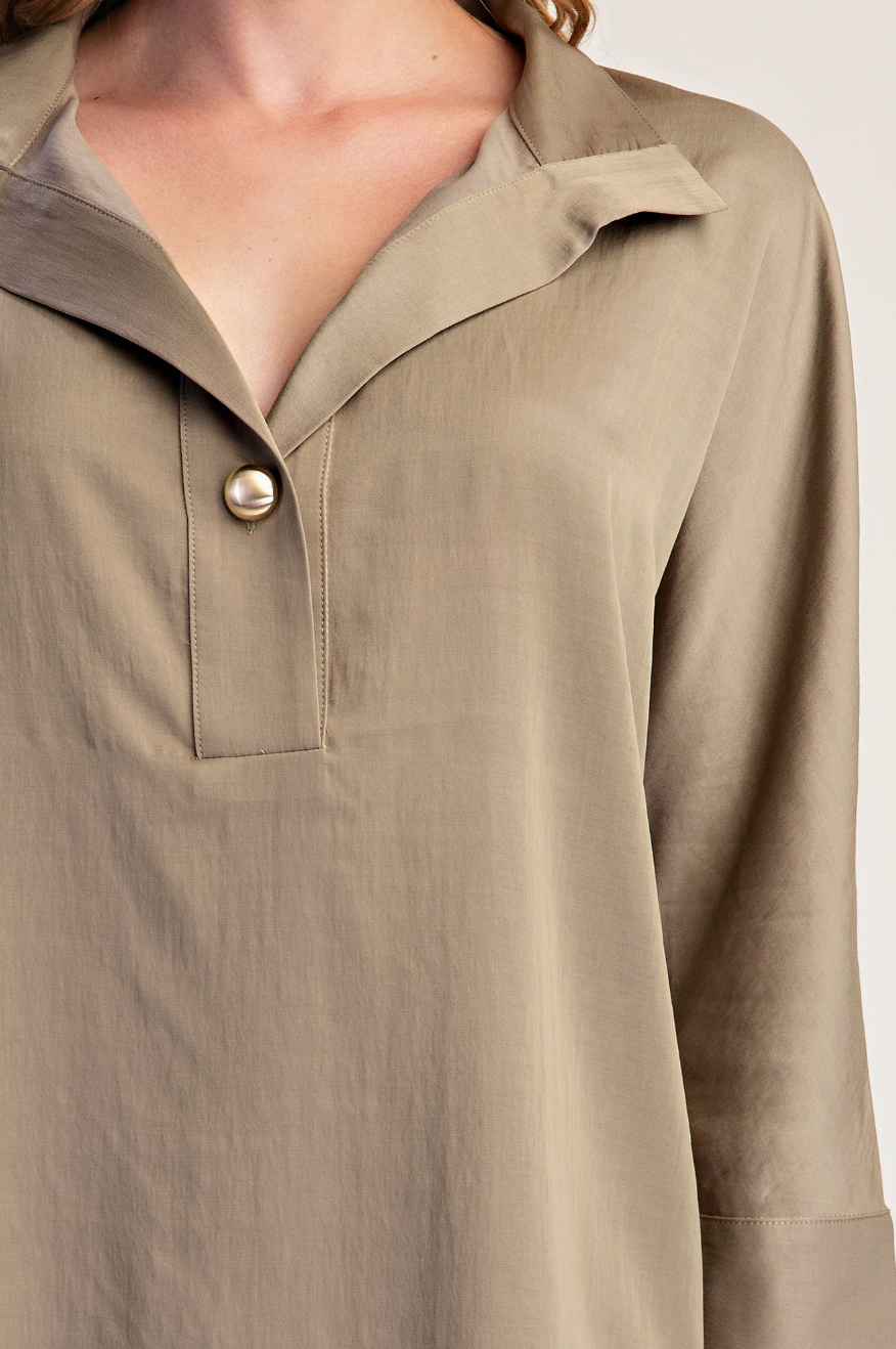 Kensington Collar Neck Placket Dolman Blouse