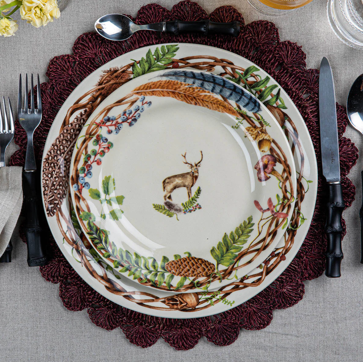 Forest Walk Animal Dessert/Salad Plate Assorted- Set of 4