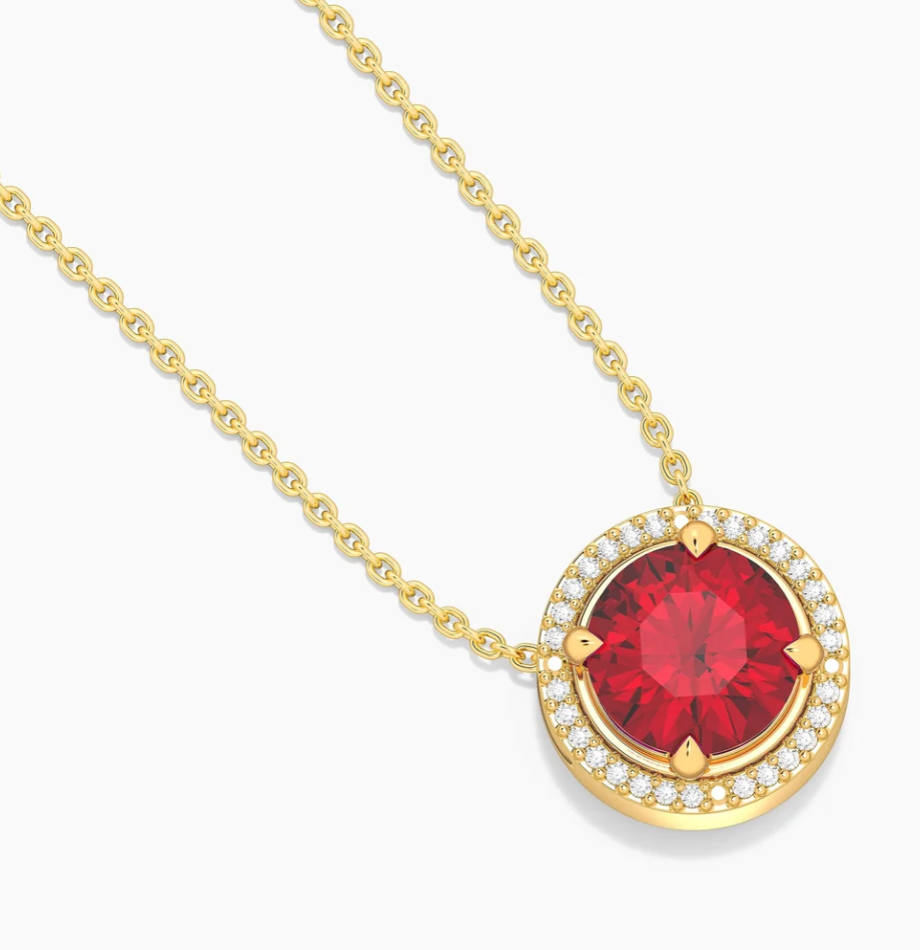 Gold Birthstone Pendant Necklace