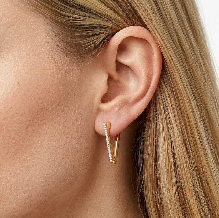Wishbone V-Shaped Huggie Earrings