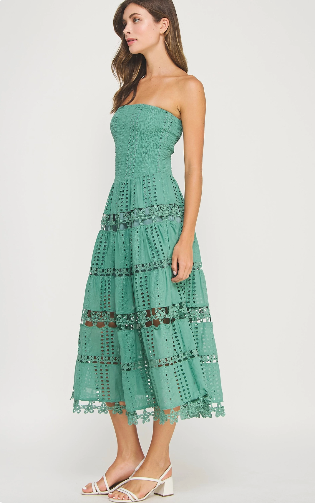 Irene Eyelet Lace Tube Dress