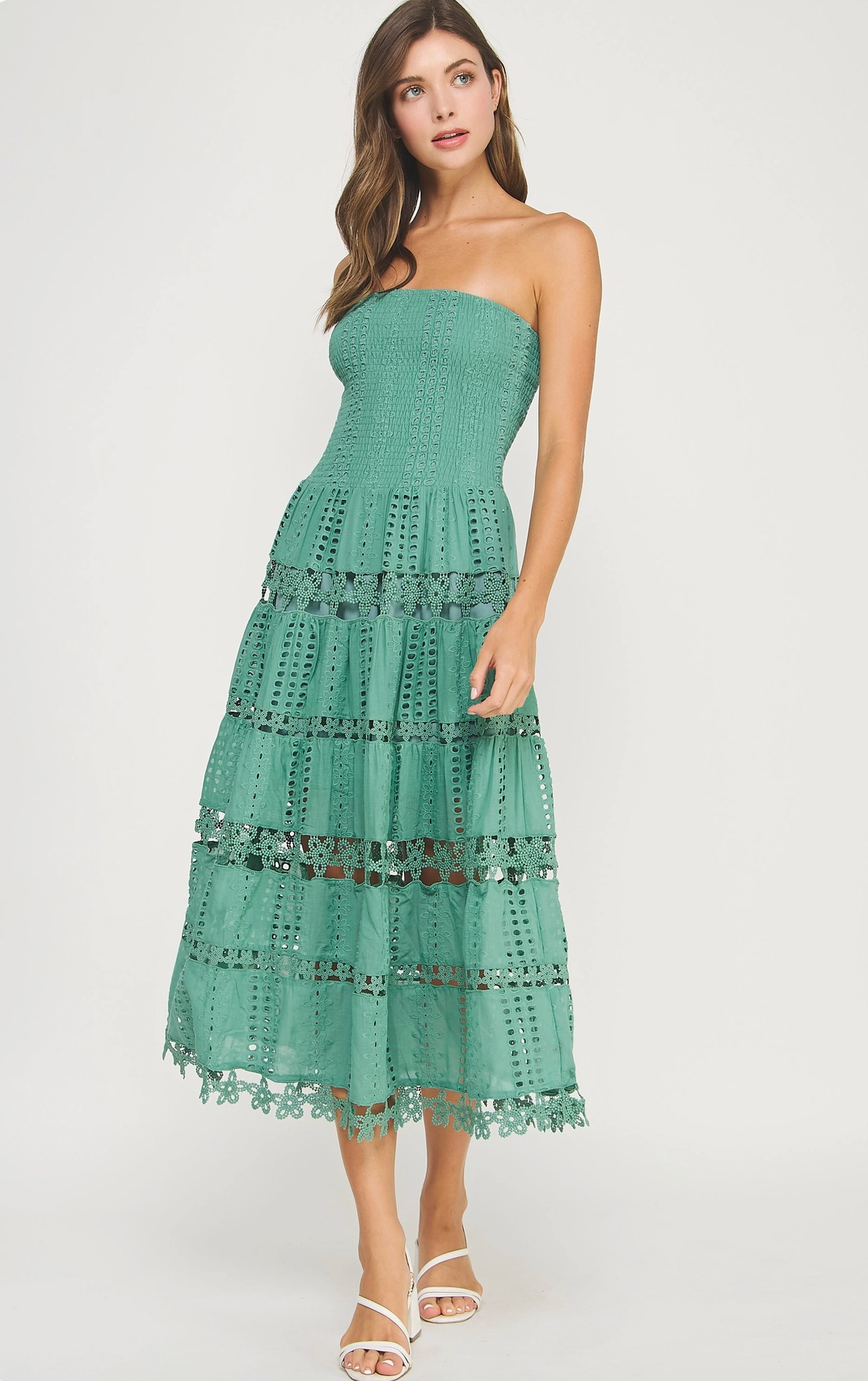 Irene Eyelet Lace Tube Dress