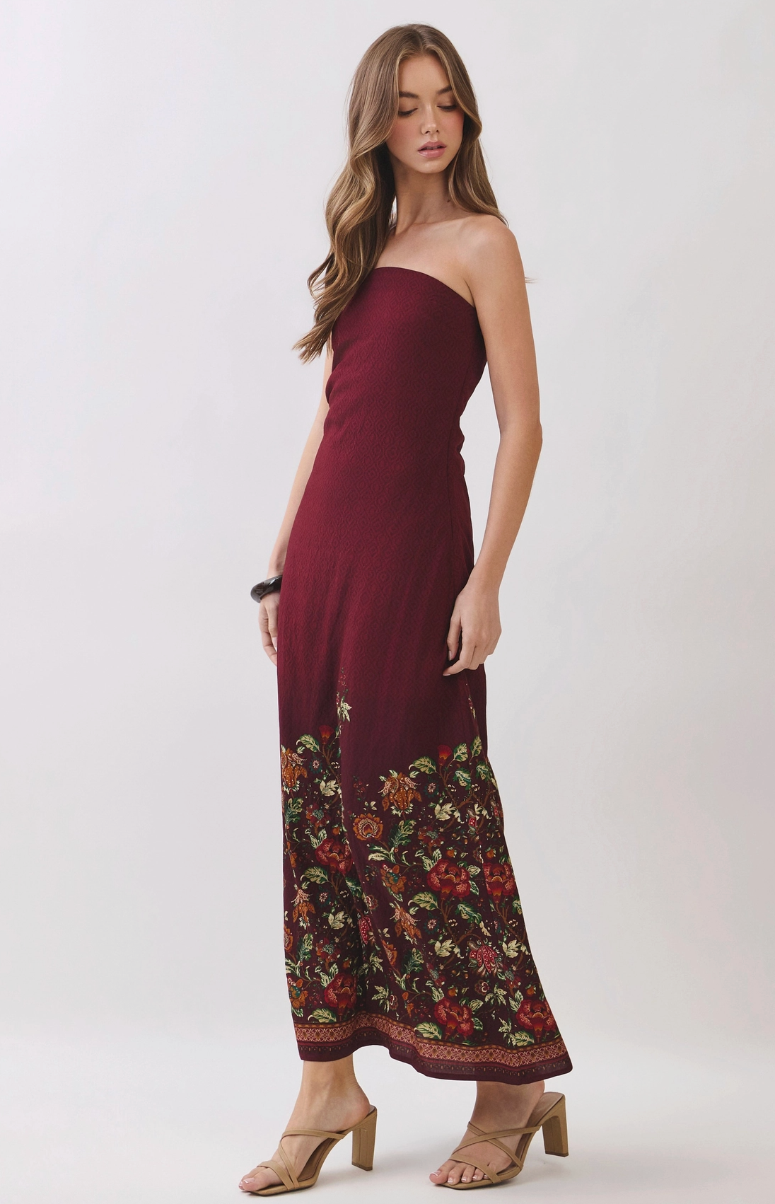 Wine Country Strapless Maxi Dress