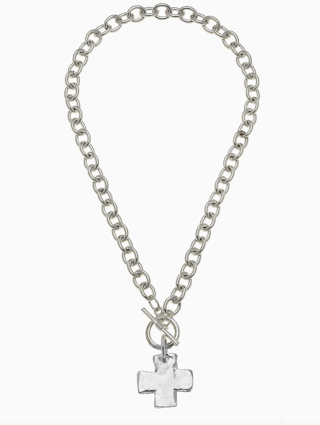 Susan Shaw 16" Handcast Silver Square Cross Toggle Necklace