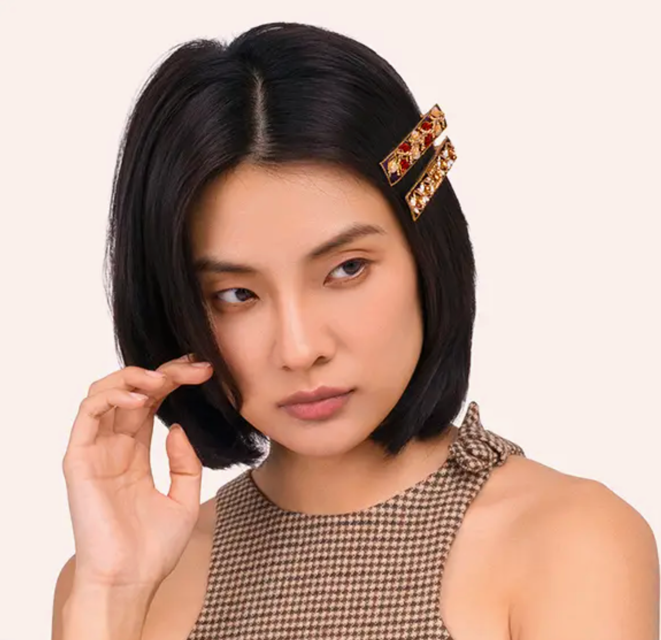 Flower and Leaves Embellished Hair Clip