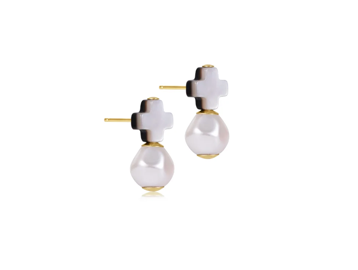E Newton Signature Cross Mother of Pearl Black Tahitian Stud