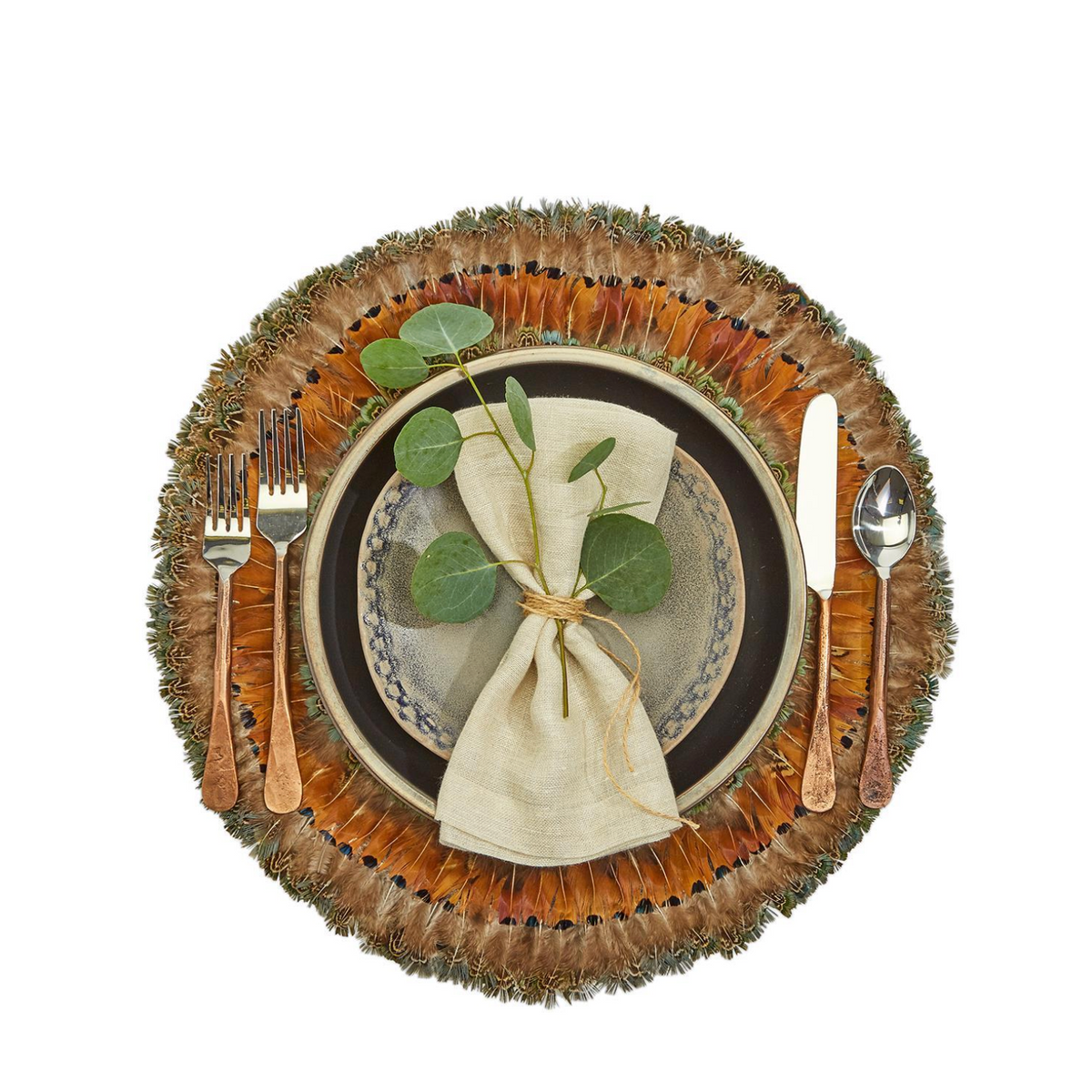 Pheasant Feather Placemats - Set of 4
