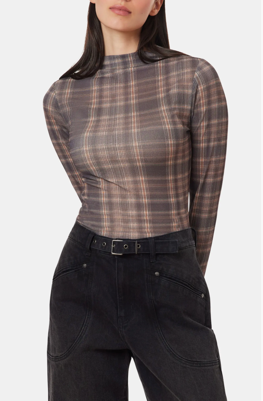 Habitual Plaid Turtleneck Top