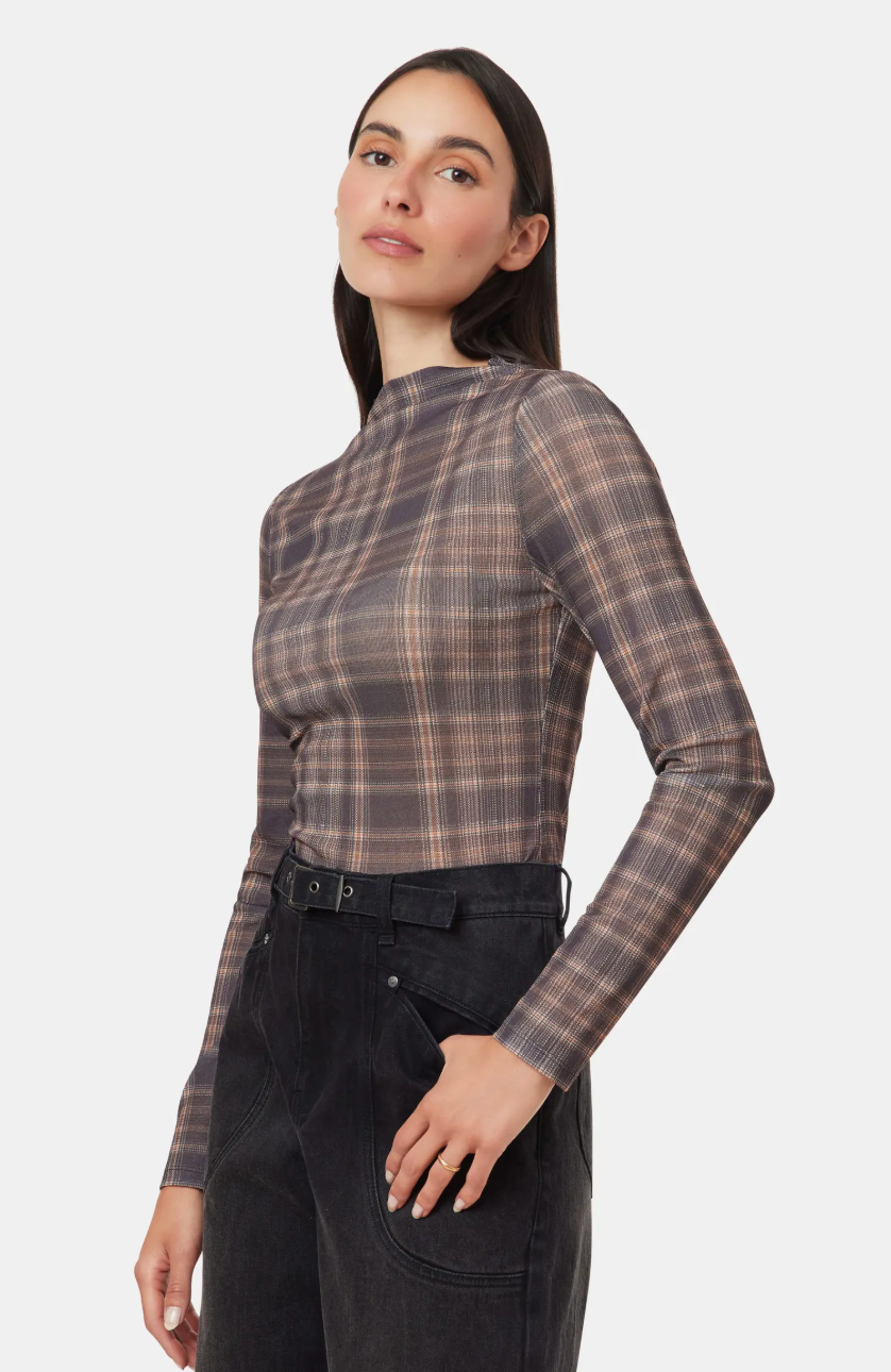 Habitual Plaid Turtleneck Top