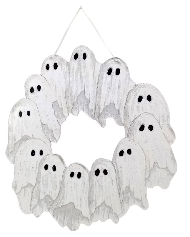 Ghost Wreath PVC Door Hanger
