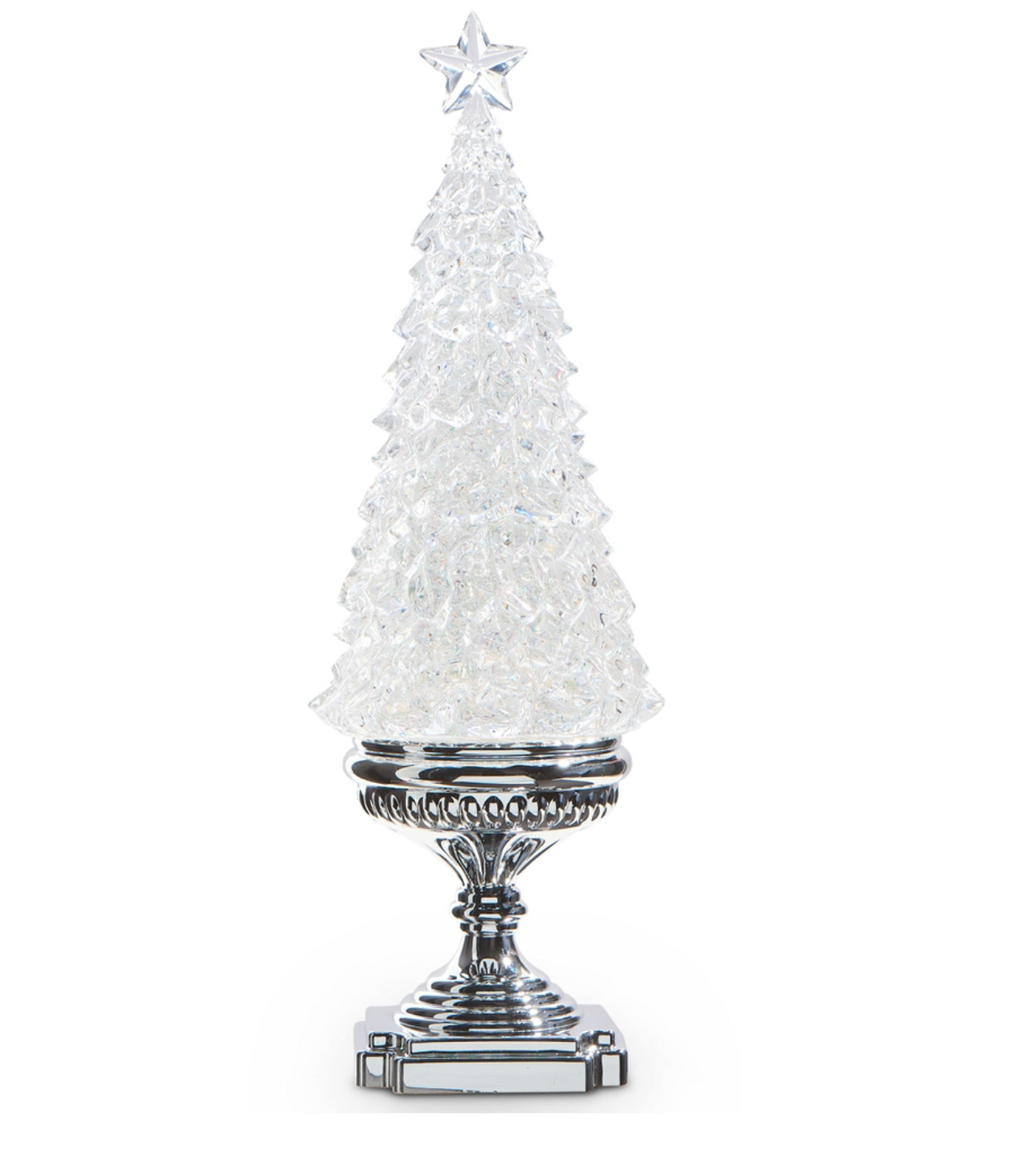 17" Lighted Tree with Silver Swirling Glitter