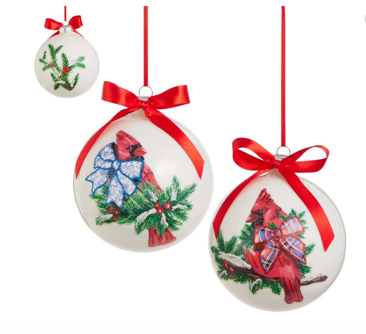 Cutesy Cardinal Ball Ornament w/ Bow