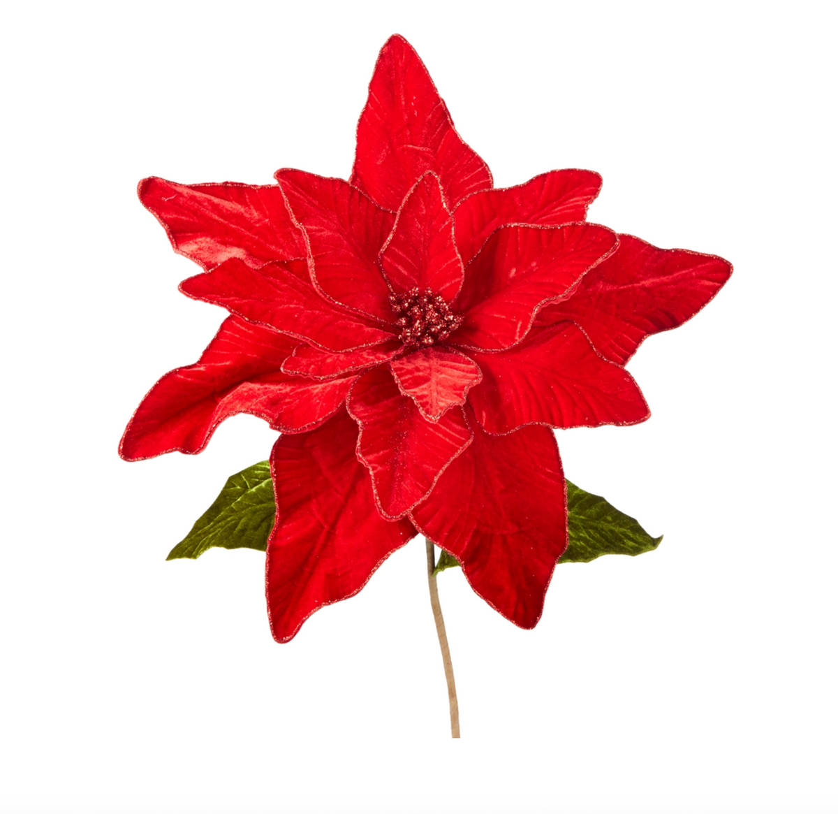 32" Red Velvet Poinsettia Stem