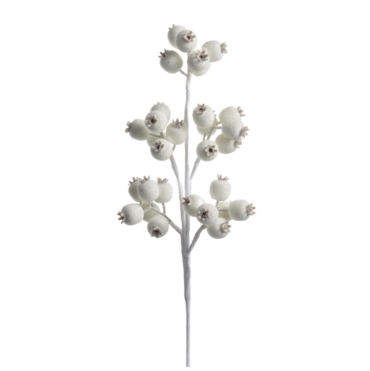 21" Iced White Berry Pod Spray