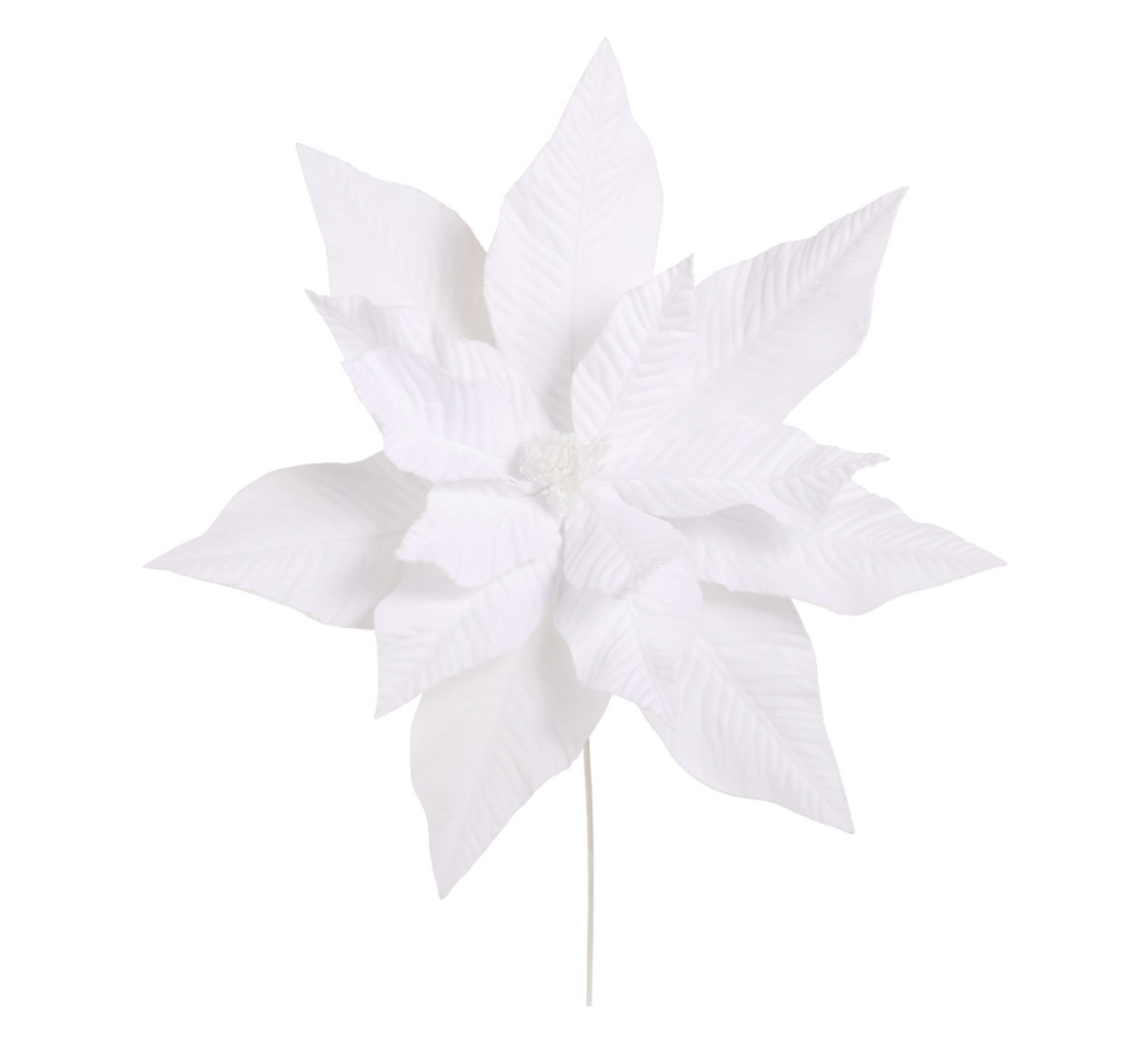 28" White Velvet Poinsettia