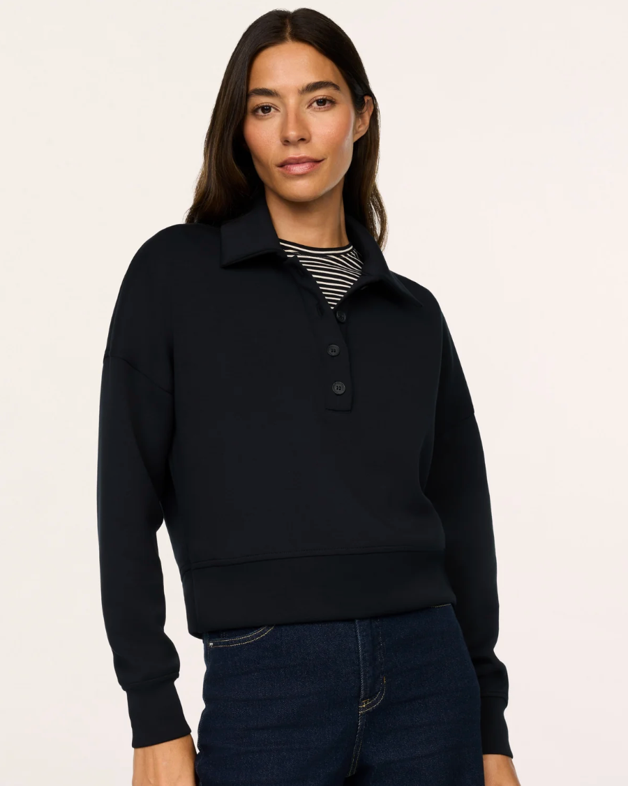 SPANX AirEssentials Rugby Collared Pullover - Very Black
