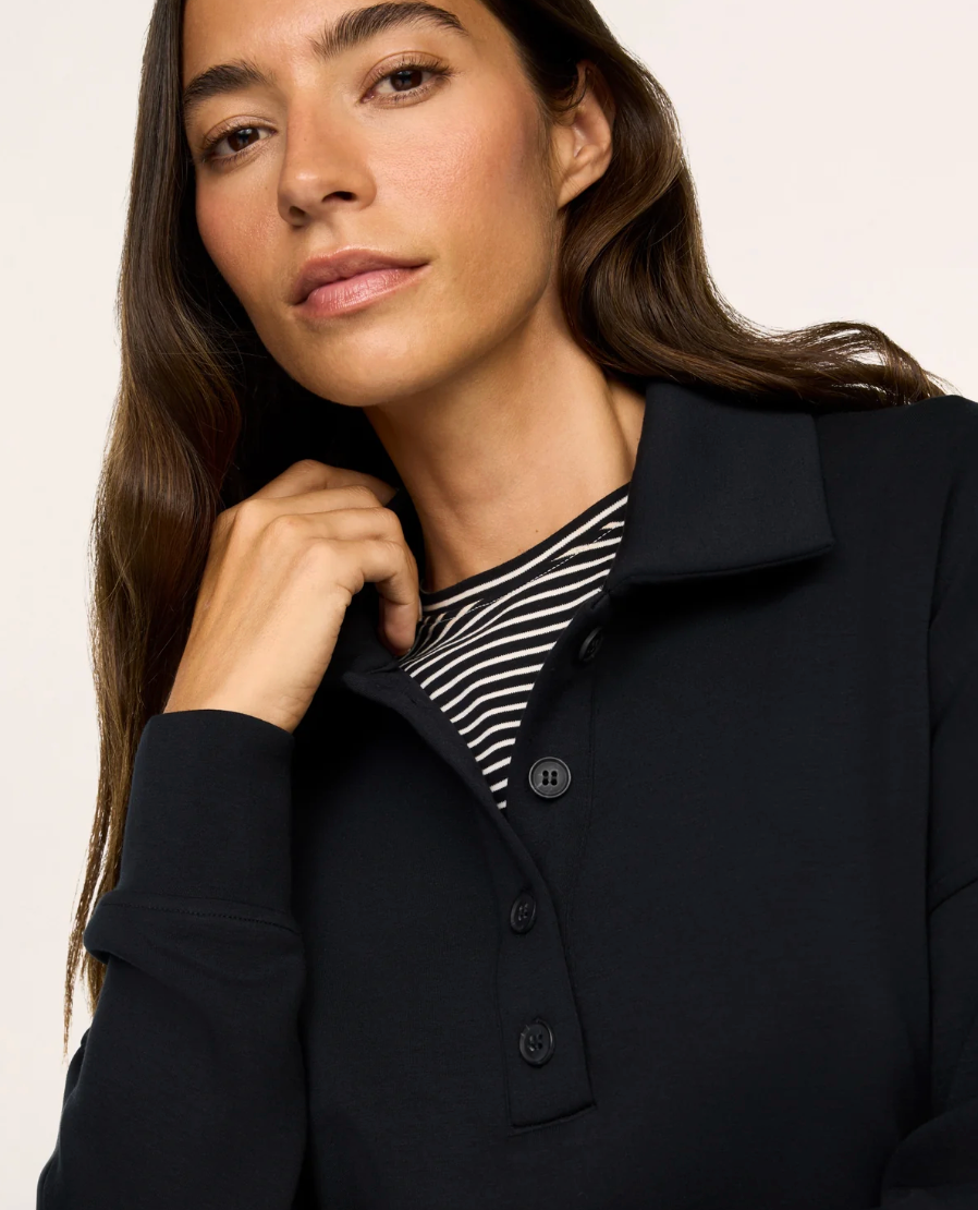 SPANX AirEssentials Rugby Collared Pullover - Very Black