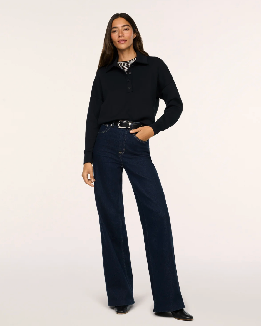 SPANX AirEssentials Rugby Collared Pullover - Very Black