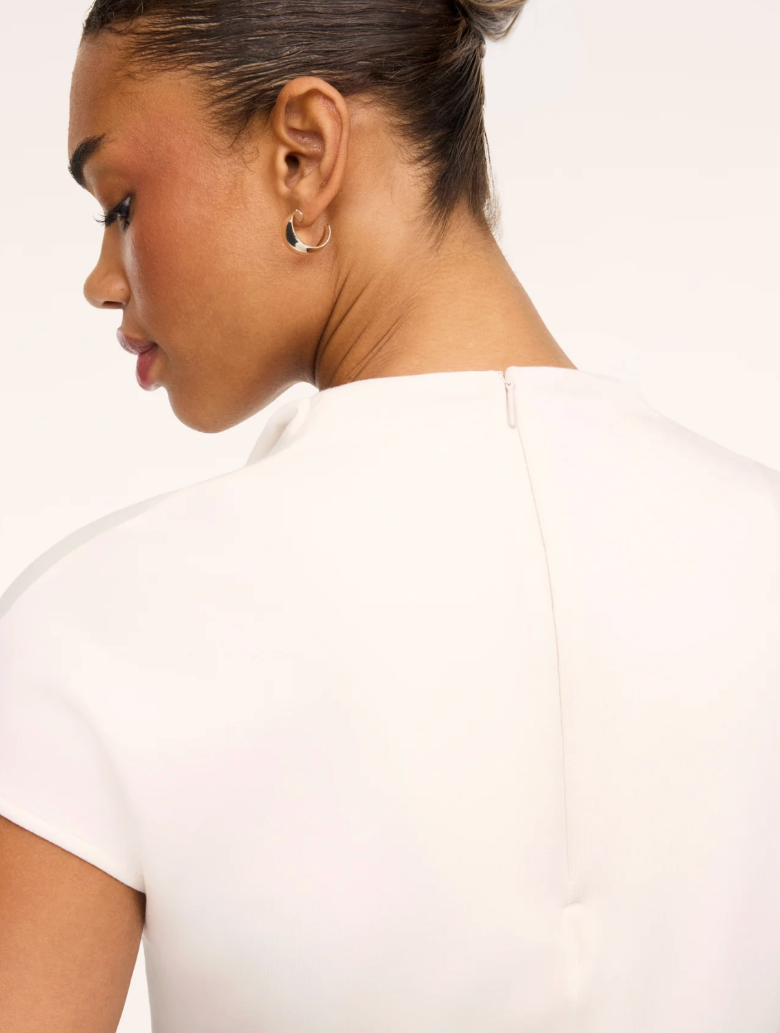 SPANX AirEssentials Draped Cowl Neck Jumpsuit - Ivory/Black