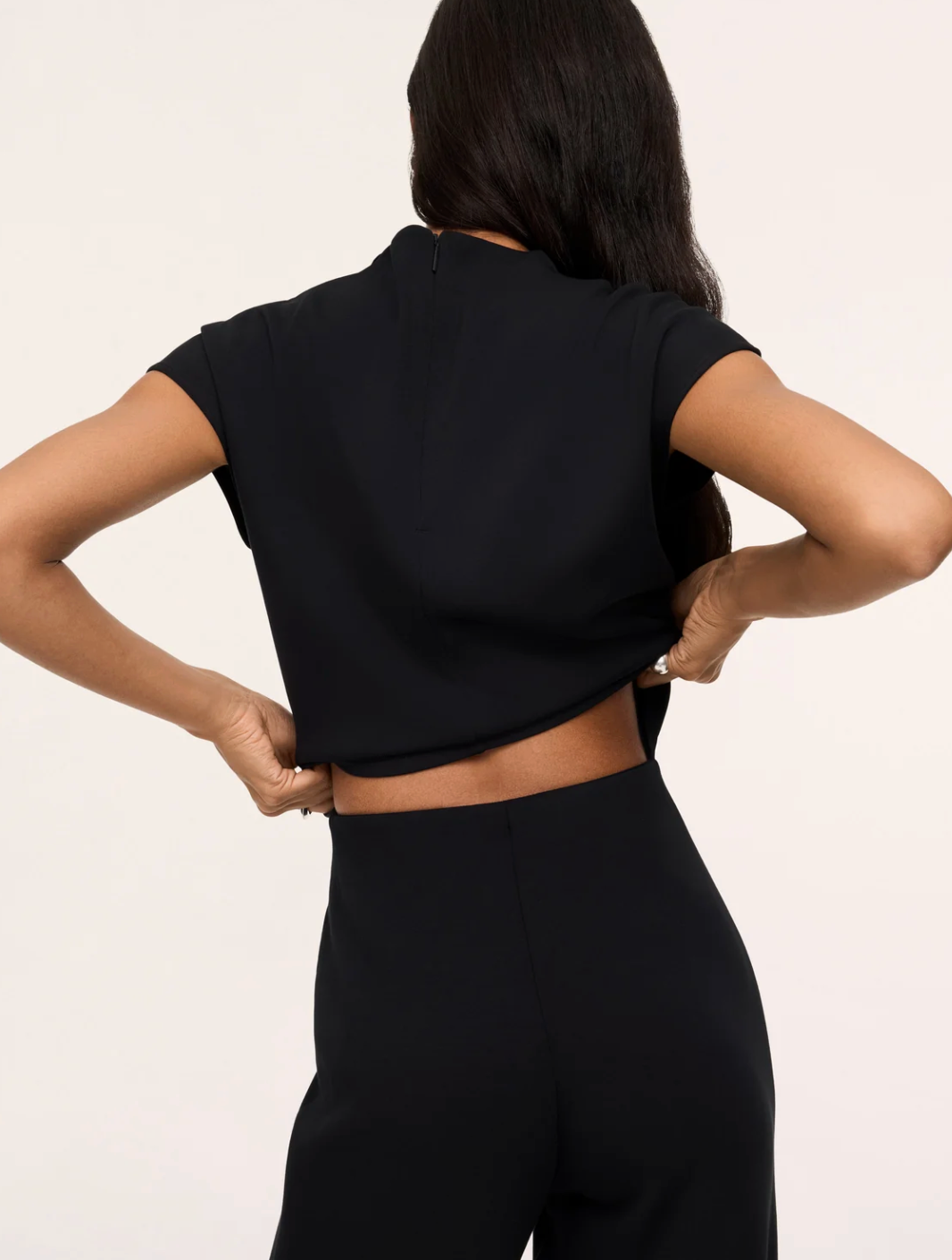 SPANX AirEssentials Draped Cowl Neck Jumpsuit - Very Black