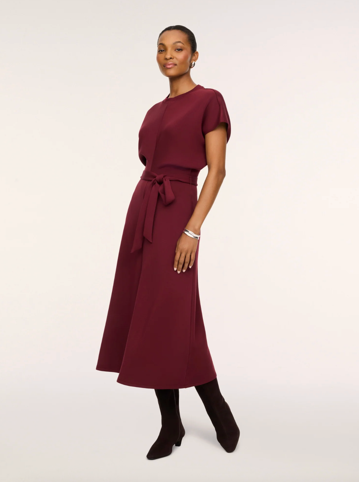 SPANX AirEssentials Draped Tie Waist Maxi Dress - Vino