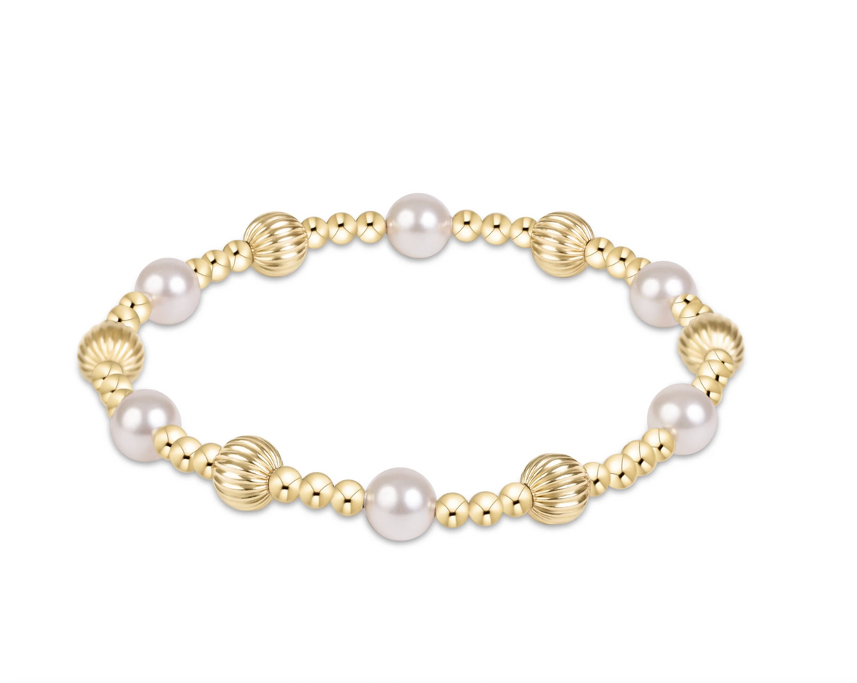 E Newton Dignity Sincerity Gold 6mm Bracelet - Pearl