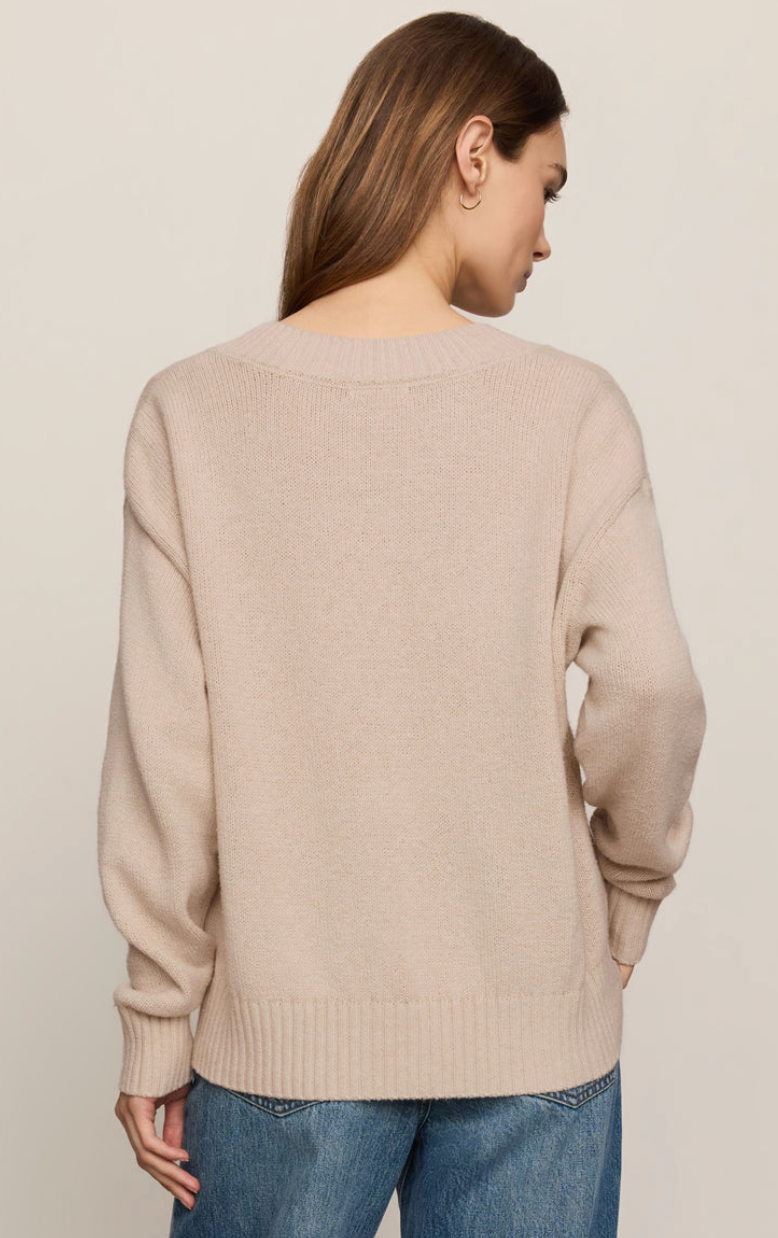 Z Supply Cloud Spun V-neck Sweater - Frosted Pearl