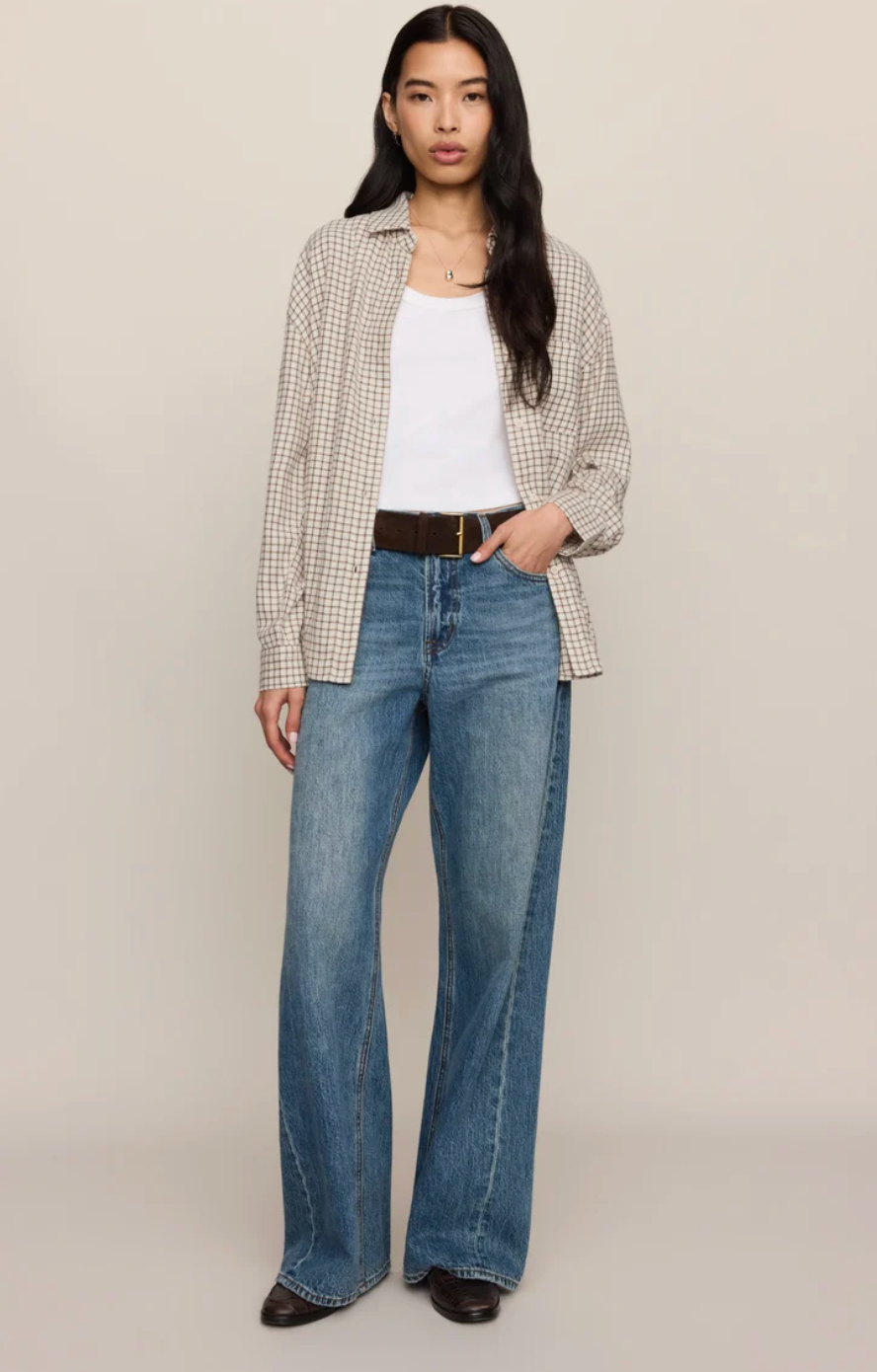 Z Supply River Plaid Button Up - Frosted Pearl