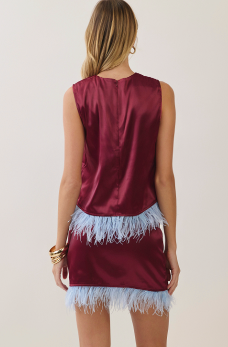 Jennifer Burgundy Top & Skirt Set