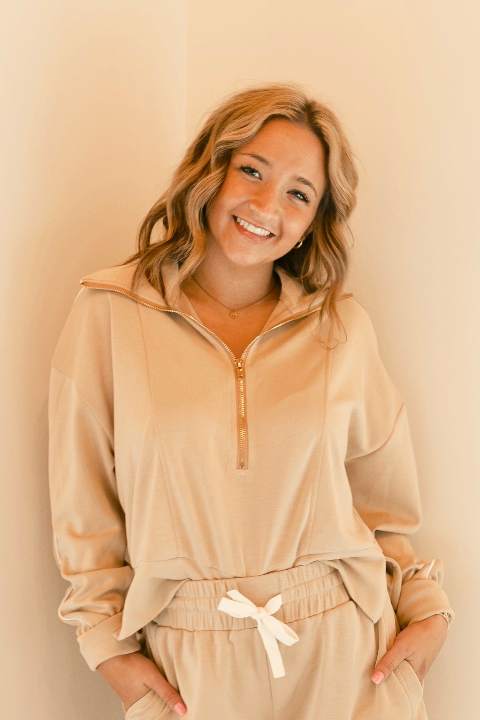 Madisyn Pipped Detail Zipper Pullover