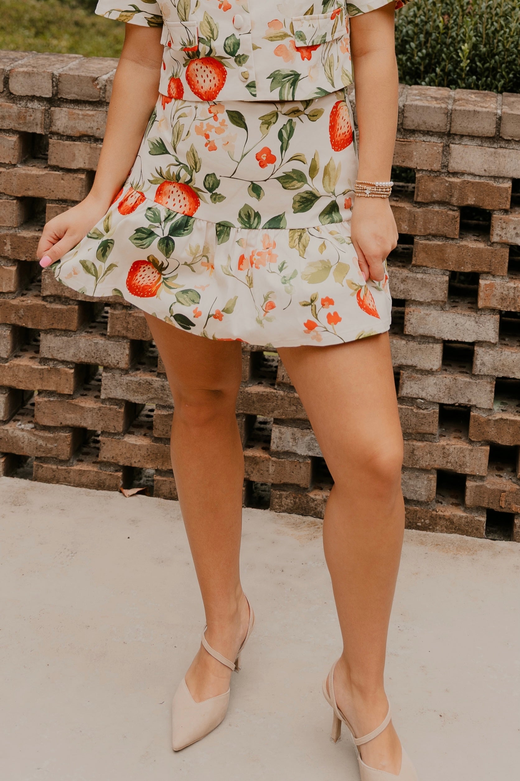 Strawberry Fields Tiered Mini Skirt