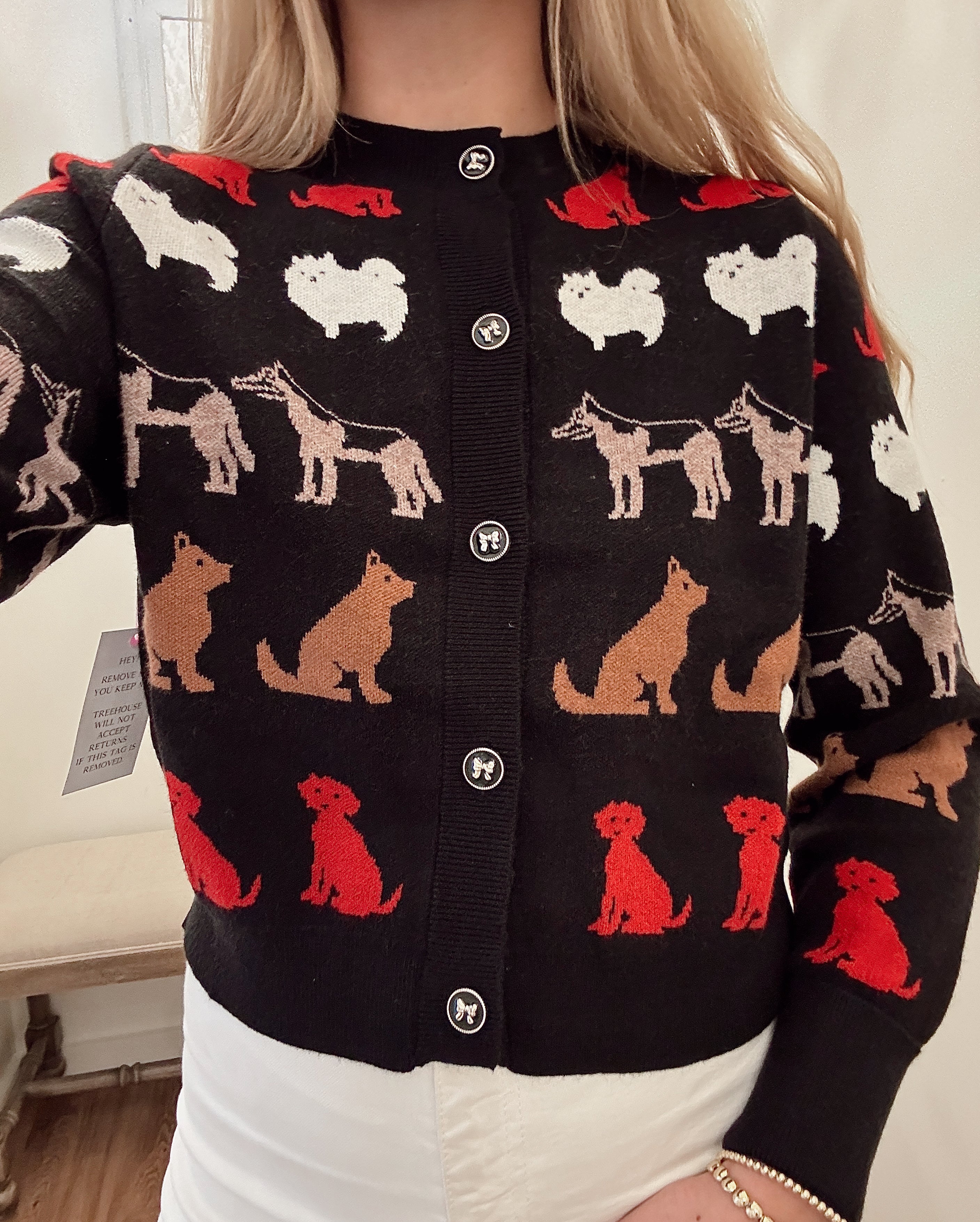 Madilyn Knit Dog Design Cardigan
