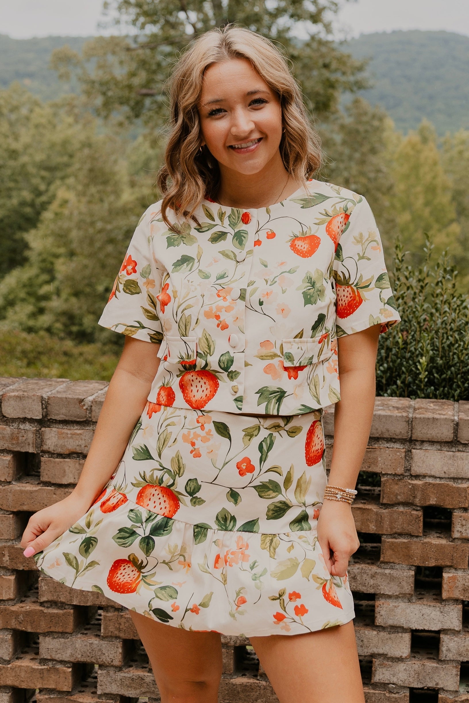 Strawberry Fields Button Up Crop Top