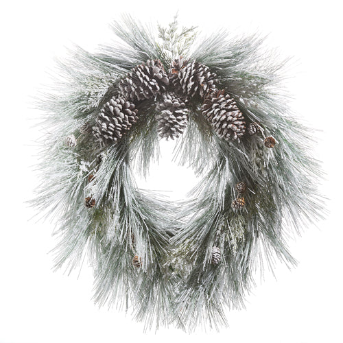 Snowy Long Needle Pine Wreath