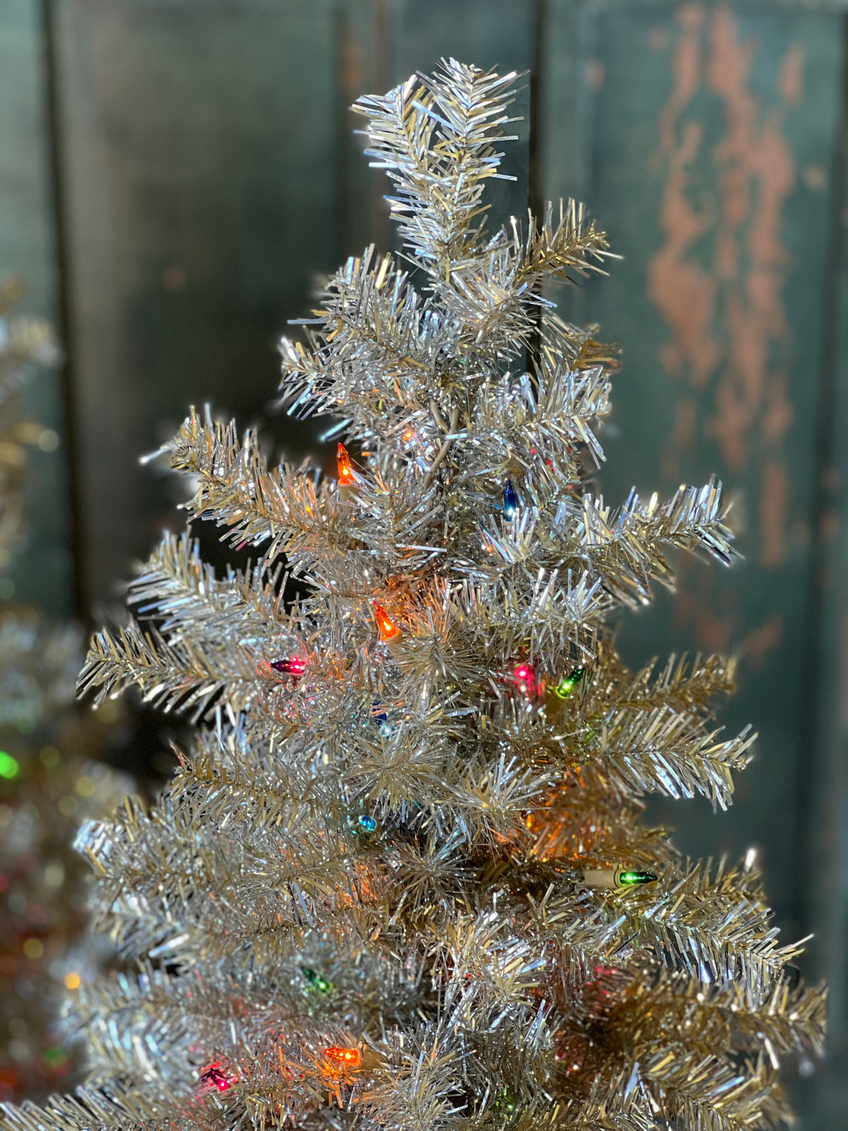 24" Pre-Lit Tinsel Tree - Multi