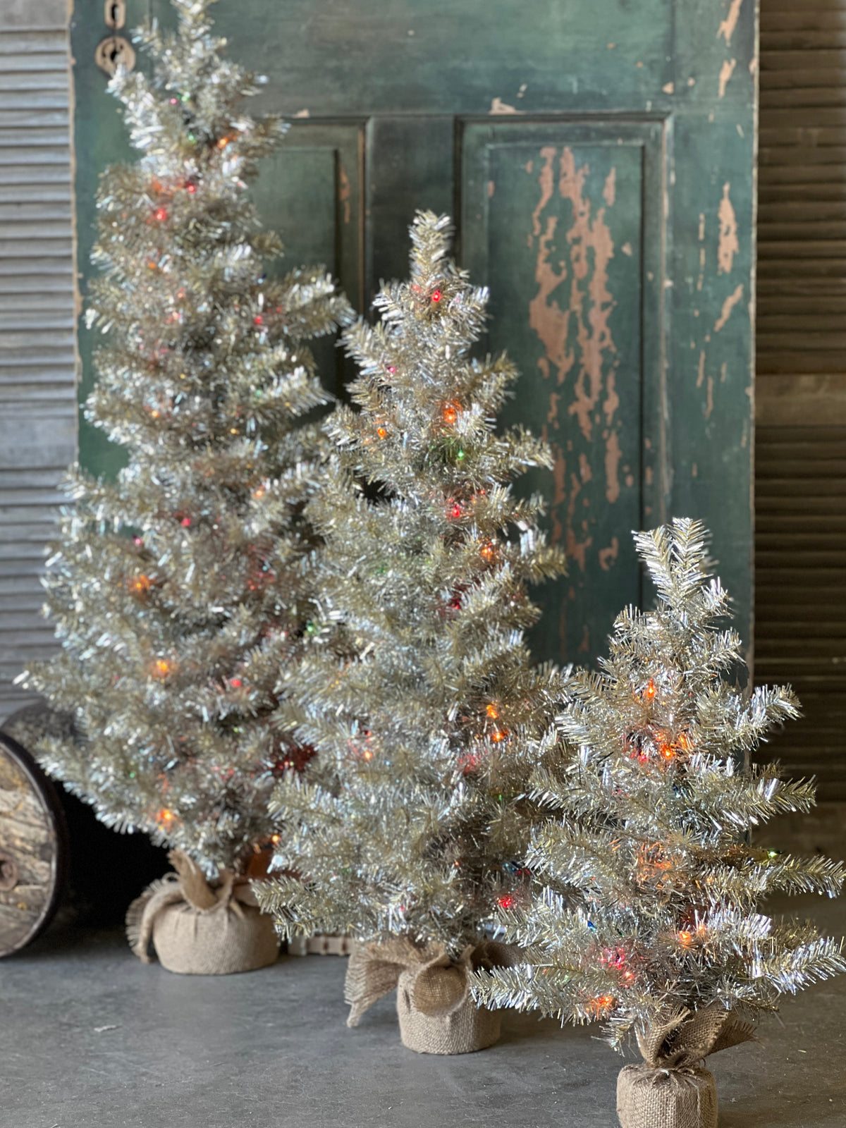 24" Pre-Lit Tinsel Tree - Multi