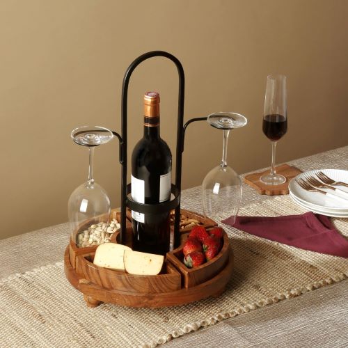 Wood & Metal Wine Bottle Caddy